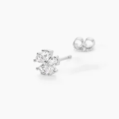 Boucles D'oreilles Puces Gisabel Argent Blanc Oxyde De Zirconium