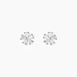 Boucles D'oreilles Puces Gisabel Argent Blanc Oxyde De Zirconium
