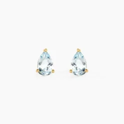 Boucles D'oreilles Puces Goutte Or Jaune Topaze