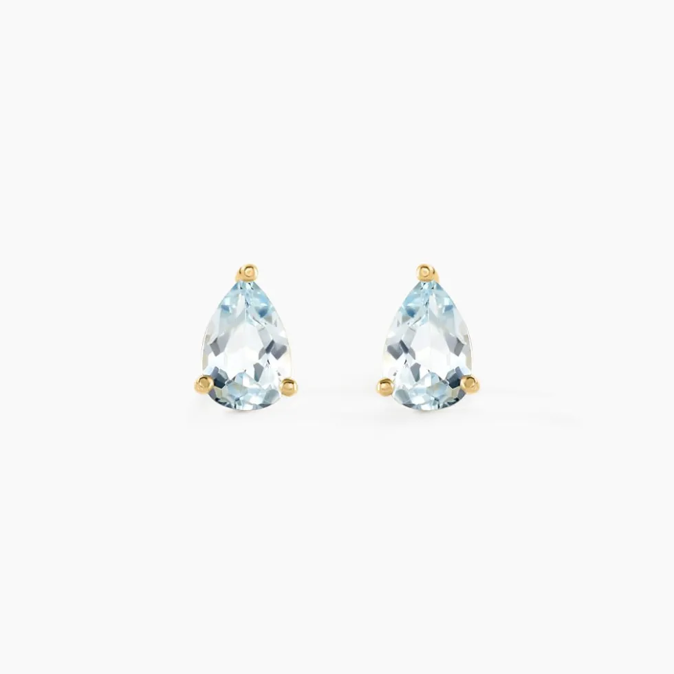 Boucles D'oreilles Puces Goutte Or Jaune Topaze