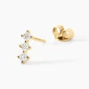 Boucles D'oreilles Puces Graziano Or Jaune Diamant Synthétique