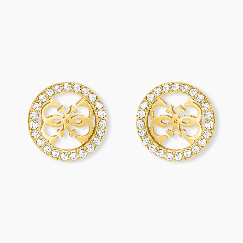 Boucles D'Oreilles Puces Guess Studs Party Acier Jaune Oxyde De Zirconium