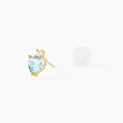 Boucles D'oreilles Puces Heart Or Jaune Topaze Oxyde De Zirconium