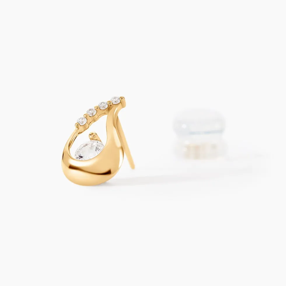 Boucles D'oreilles Puces Helie Goutte Or Jaune Oxyde De Zirconium
