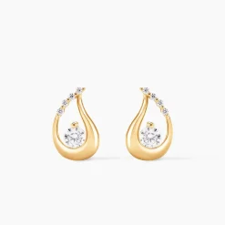 Boucles D'oreilles Puces Helie Goutte Or Jaune Oxyde De Zirconium