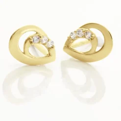 Boucles D'oreilles Puces Helie Goutte Or Jaune Oxyde De Zirconium
