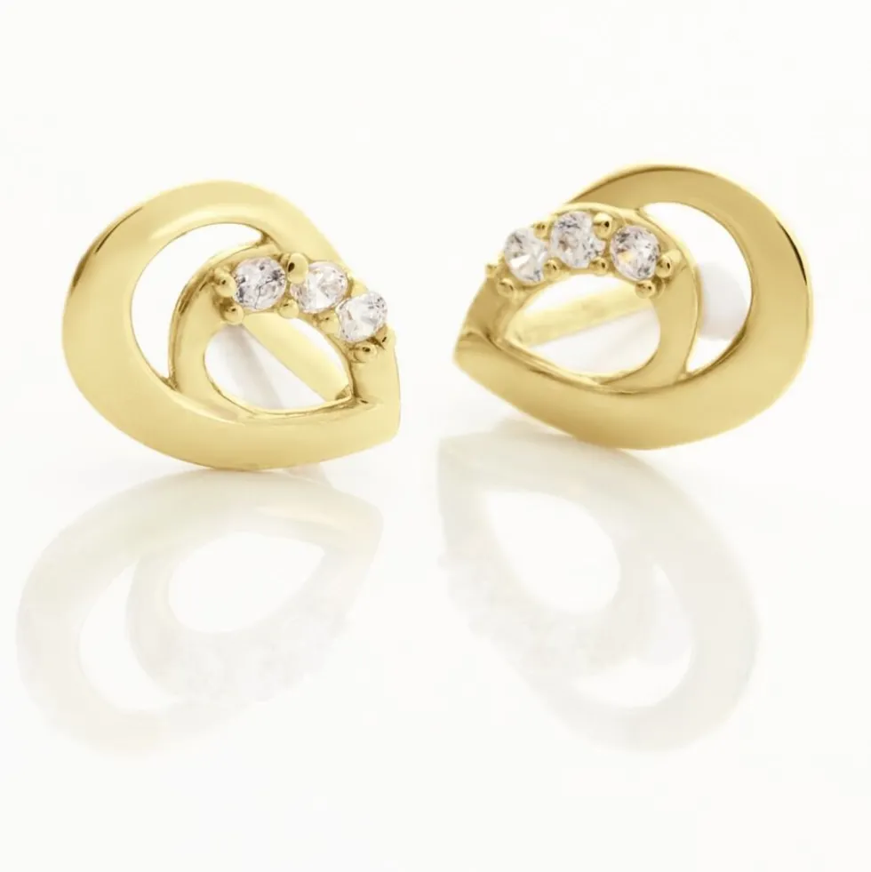 Boucles D'oreilles Puces Helie Goutte Or Jaune Oxyde De Zirconium