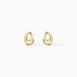 Boucles D'oreilles Puces Helie Goutte Or Jaune Oxyde De Zirconium