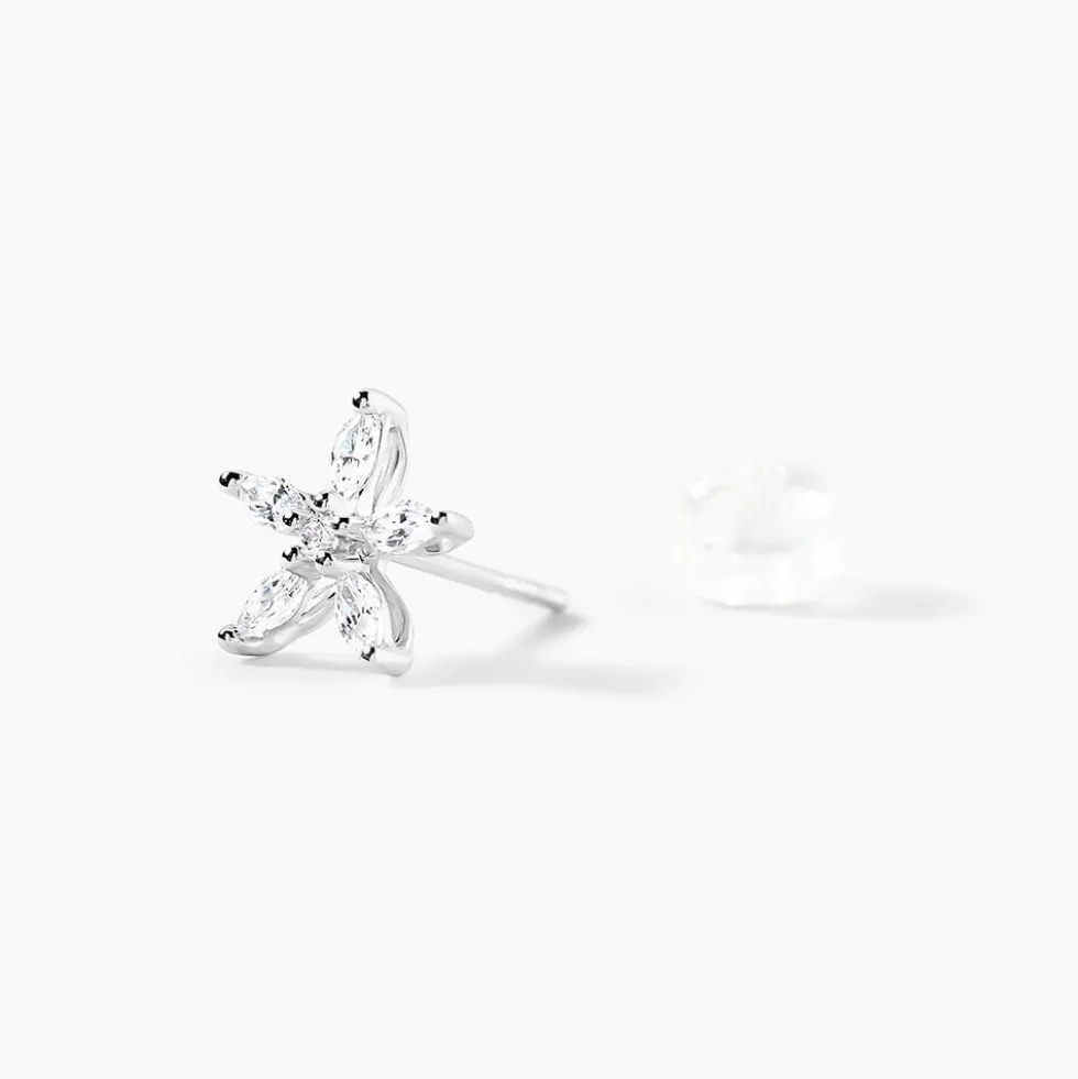Boucles D'oreilles Puces Horcia Or Blanc Oxyde De Zirconium