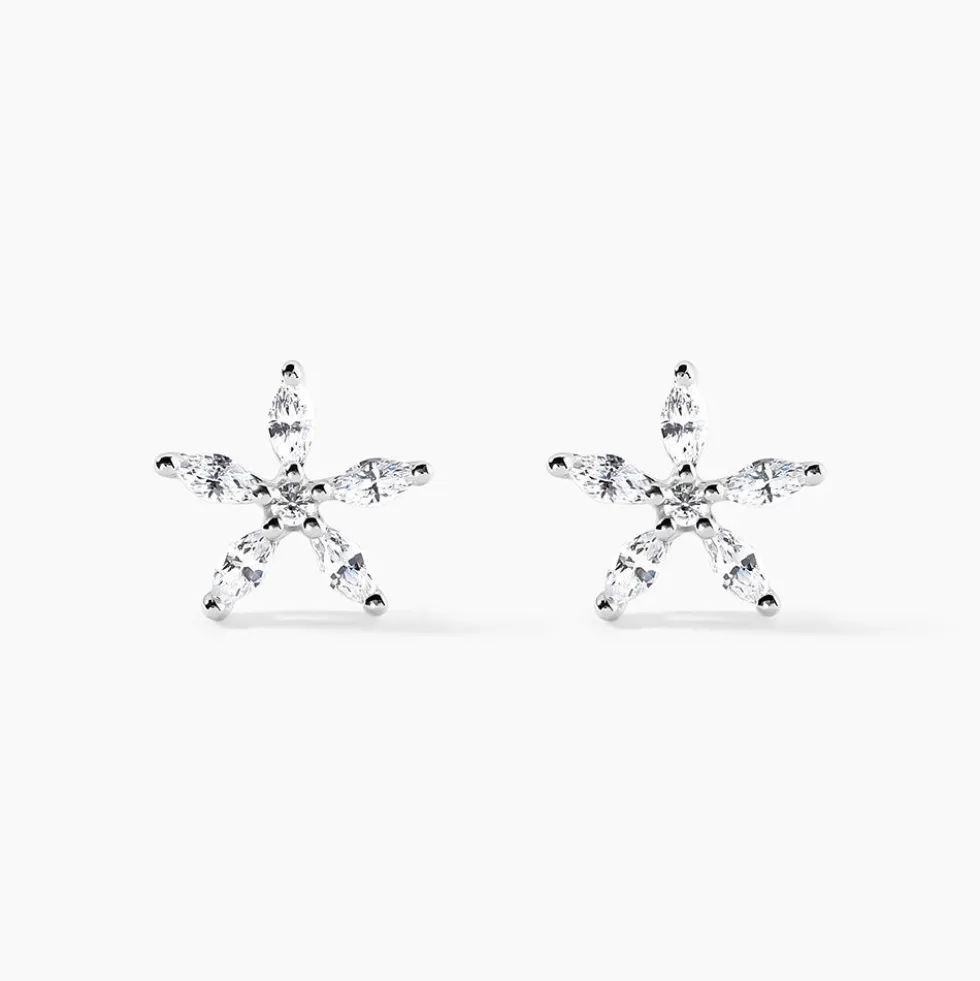 Boucles D'oreilles Puces Horcia Or Blanc Oxyde De Zirconium