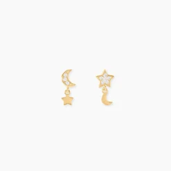 Boucles D'Oreilles Puces Idesbald Or Jaune Oxyde De Zirconium