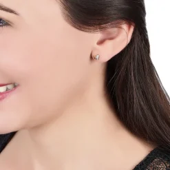 Boucles D'oreilles Puces Ilham Papillon Or Jaune Oxyde De Zirconium