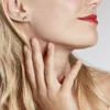 Boucles D'oreilles Puces Ilhem Fleur Or Jaune Oxyde De Zirconium