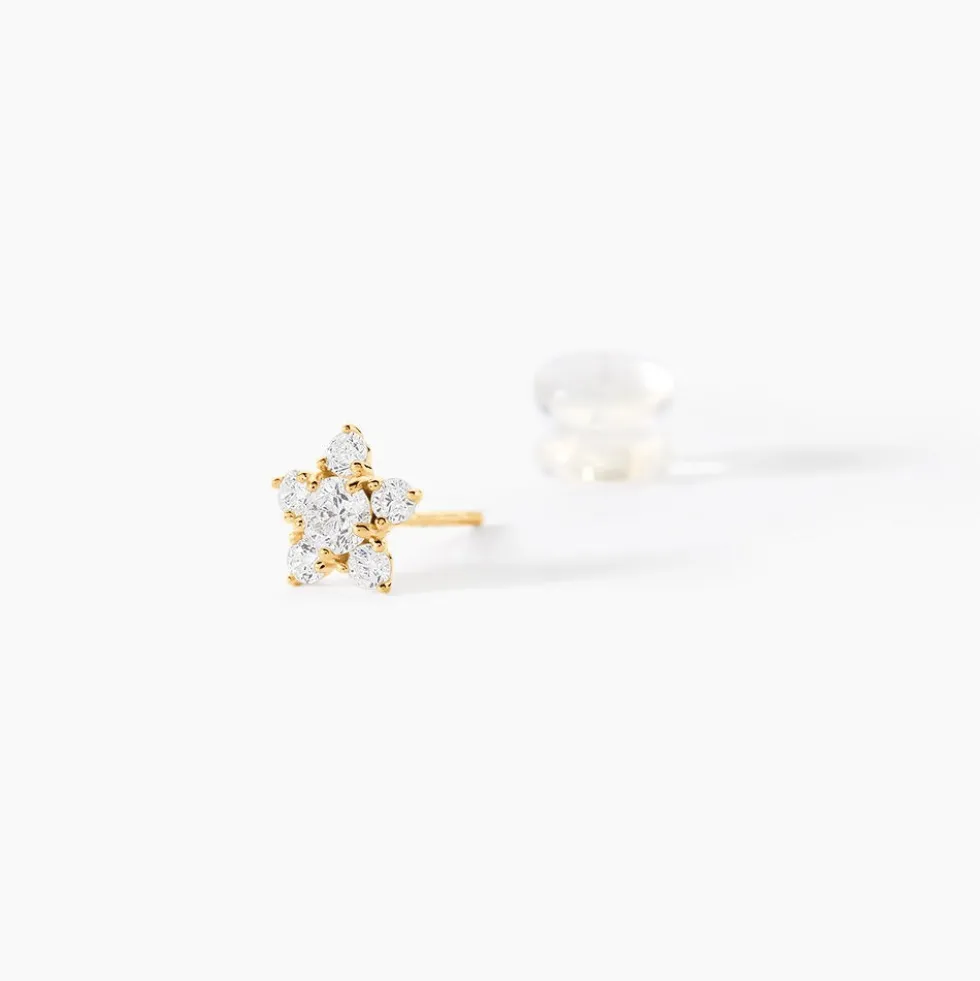 Boucles D'oreilles Puces Ilkis Etoile Or Jaune Oxyde De Zirconium