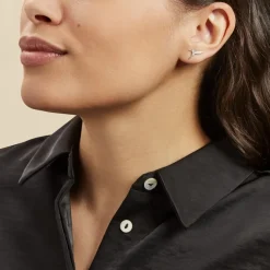 Boucles D'oreilles Puces Irysa Argent Blanc Oxyde De Zirconium