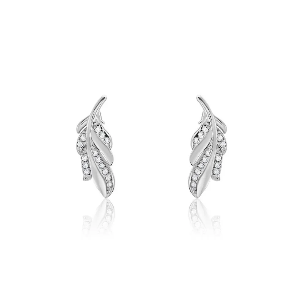 Boucles D'oreilles Puces Isae Argent Blanc Oxyde De Zirconium
