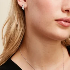 Boucles D'oreilles Puces Isae Argent Blanc Oxyde De Zirconium
