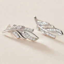 Boucles D'oreilles Puces Isae Argent Blanc Oxyde De Zirconium