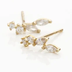 Boucles D'oreilles Puces Iuliana Or Jaune Oxyde De Zirconium