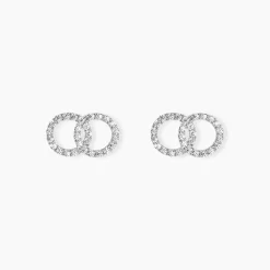 Boucles D'oreilles Puces Iwa Argent Blanc Oxyde De Zirconium