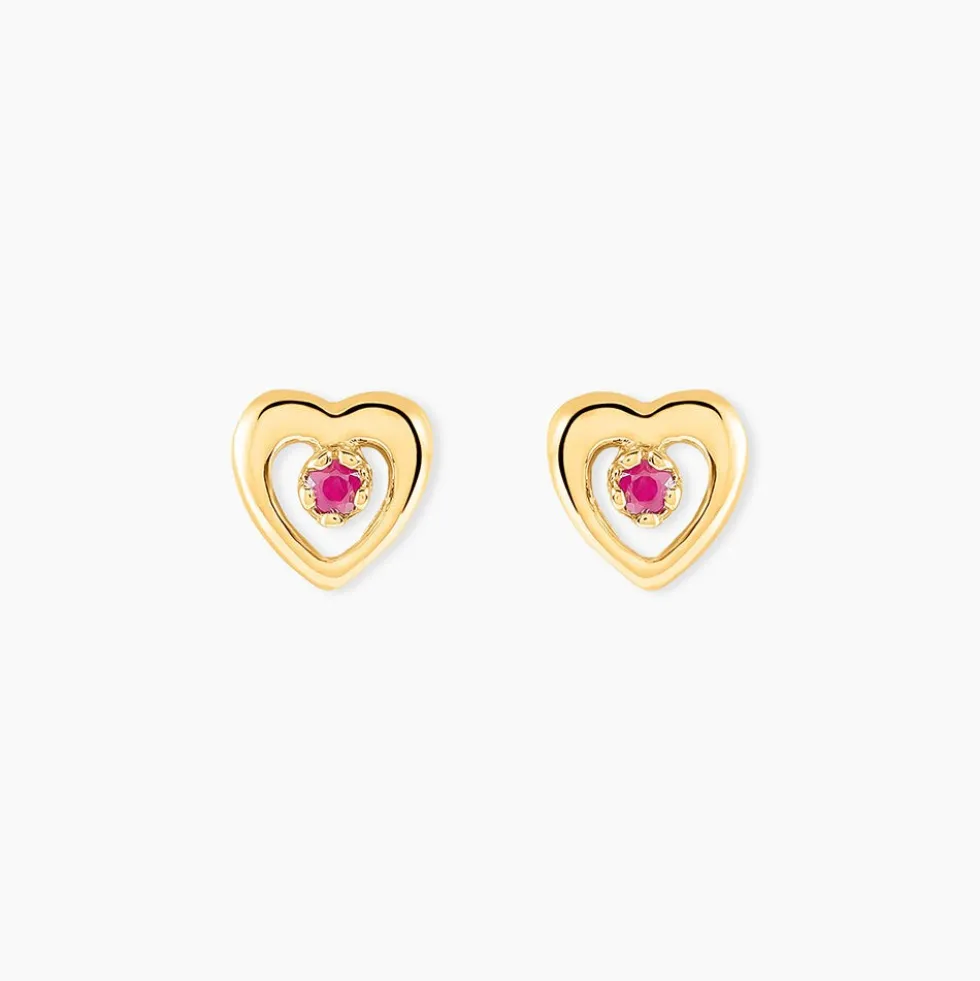 Boucles D'oreilles Puces Izild Or Jaune Rubis