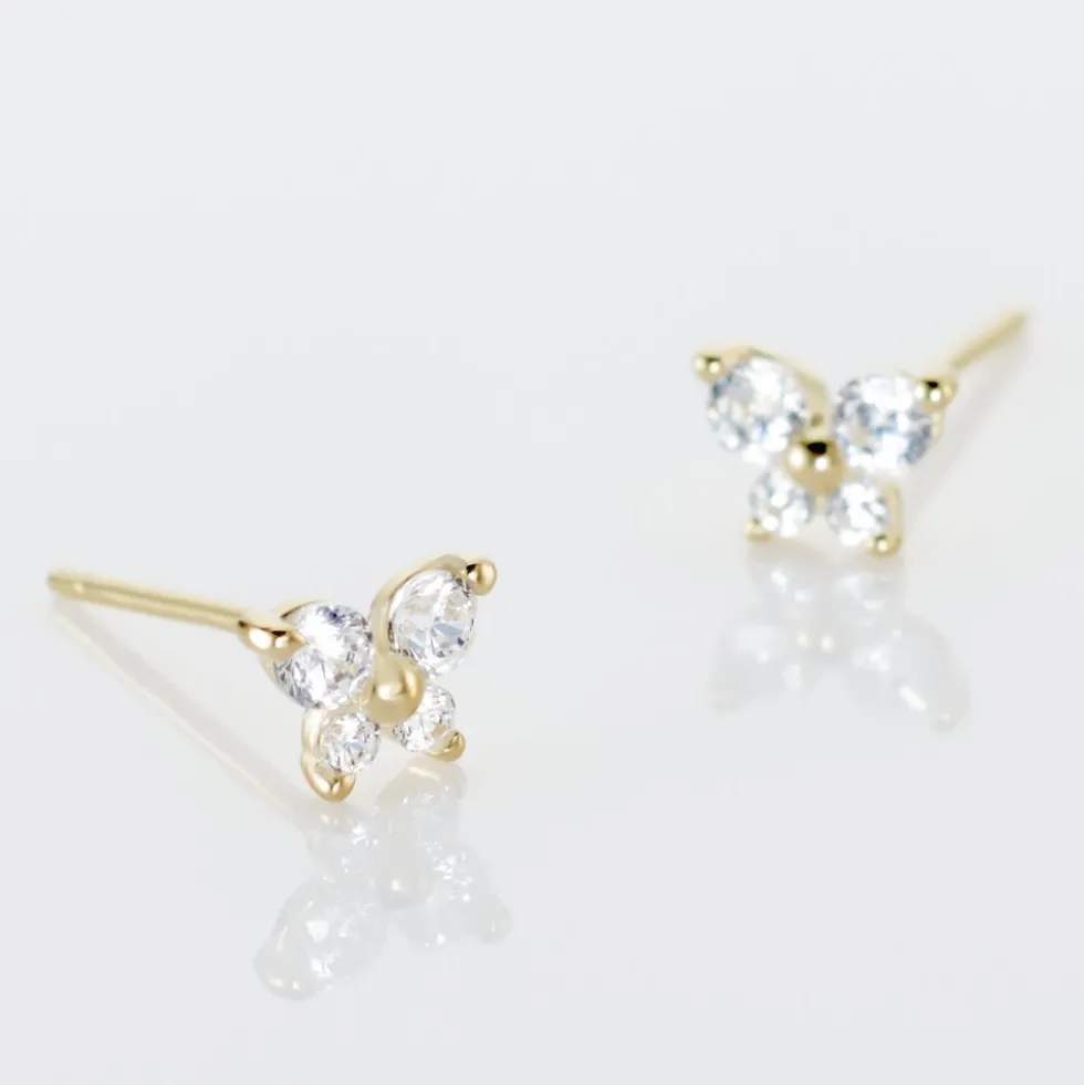 Boucles D'oreilles Puces Jemila Or Jaune Oxyde De Zirconium