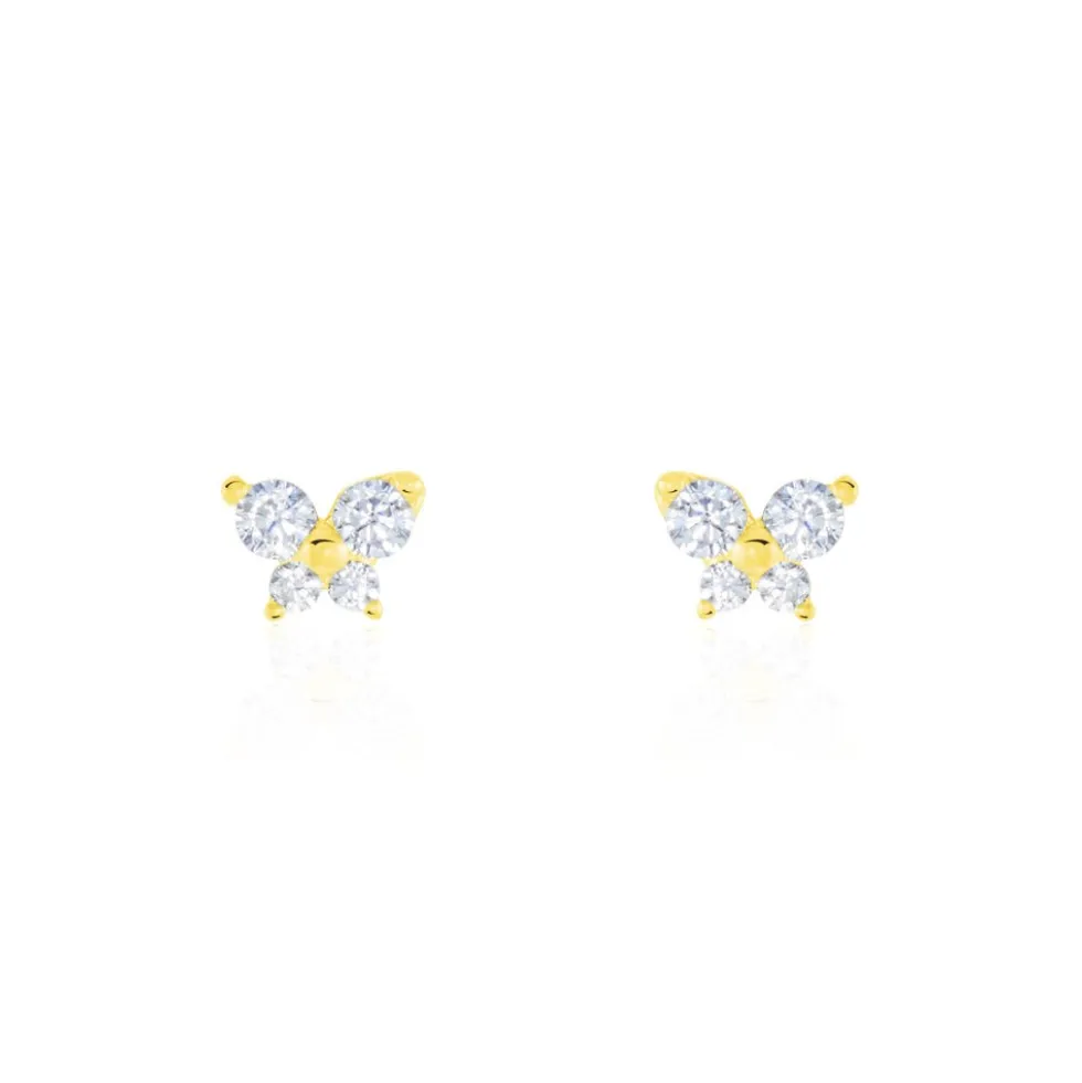 Boucles D'oreilles Puces Jemila Or Jaune Oxyde De Zirconium