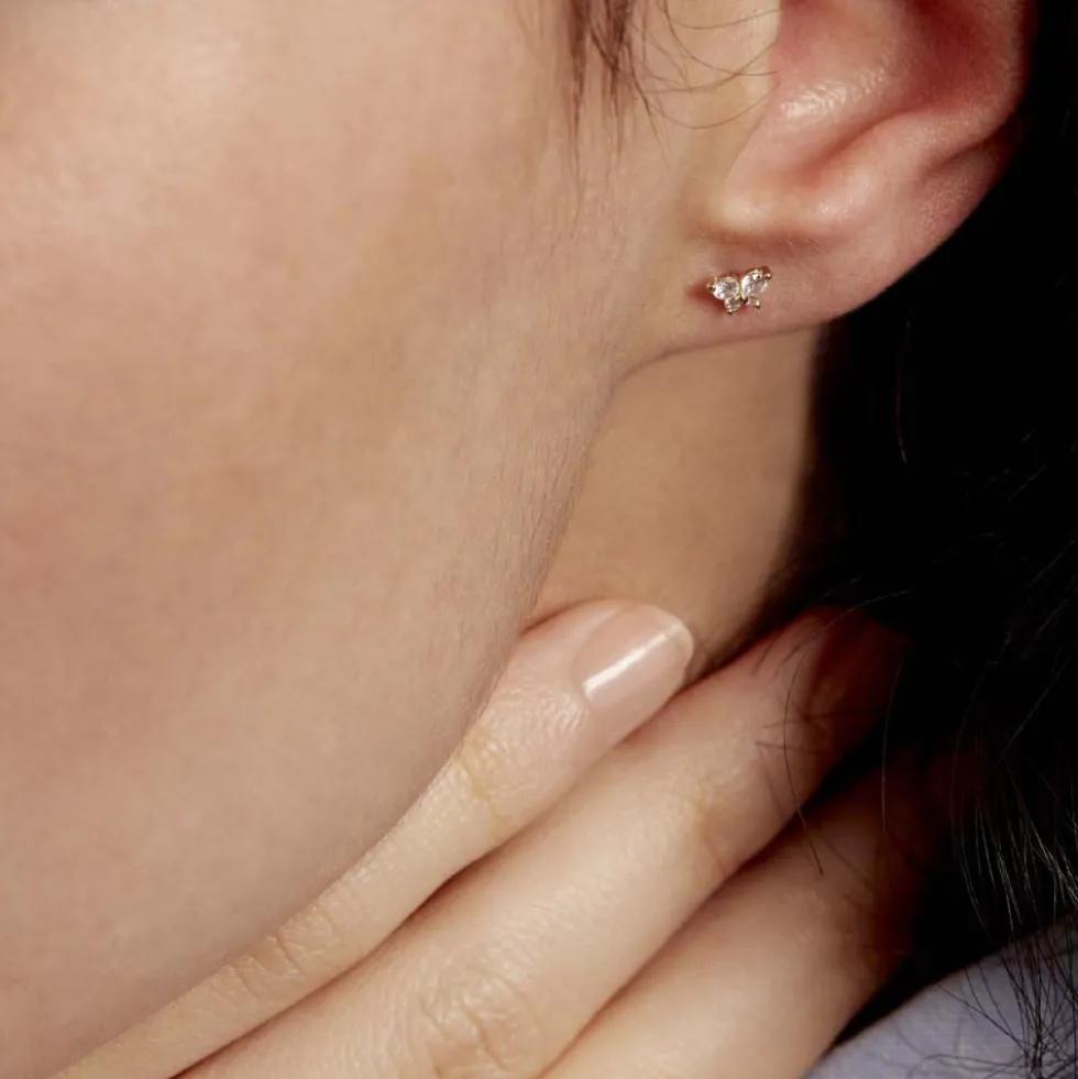 Boucles D'oreilles Puces Jemila Or Jaune Oxyde De Zirconium