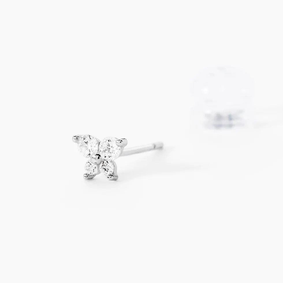 Boucles D'oreilles Puces Jemila Or Blanc Oxyde De Zirconium