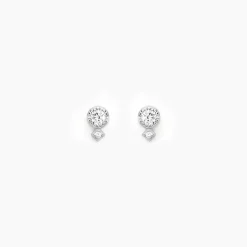Boucles D'oreilles Puces Jill Argent Blanc Oxyde De Zirconium