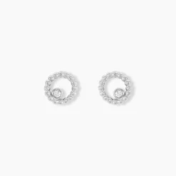 Boucles D'oreilles Puces Joeva Argent Blanc Oxyde De Zirconium