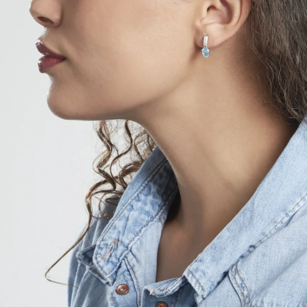 Boucles D'oreilles Puces Josefa Argent Blanc Oxyde De Zirconium