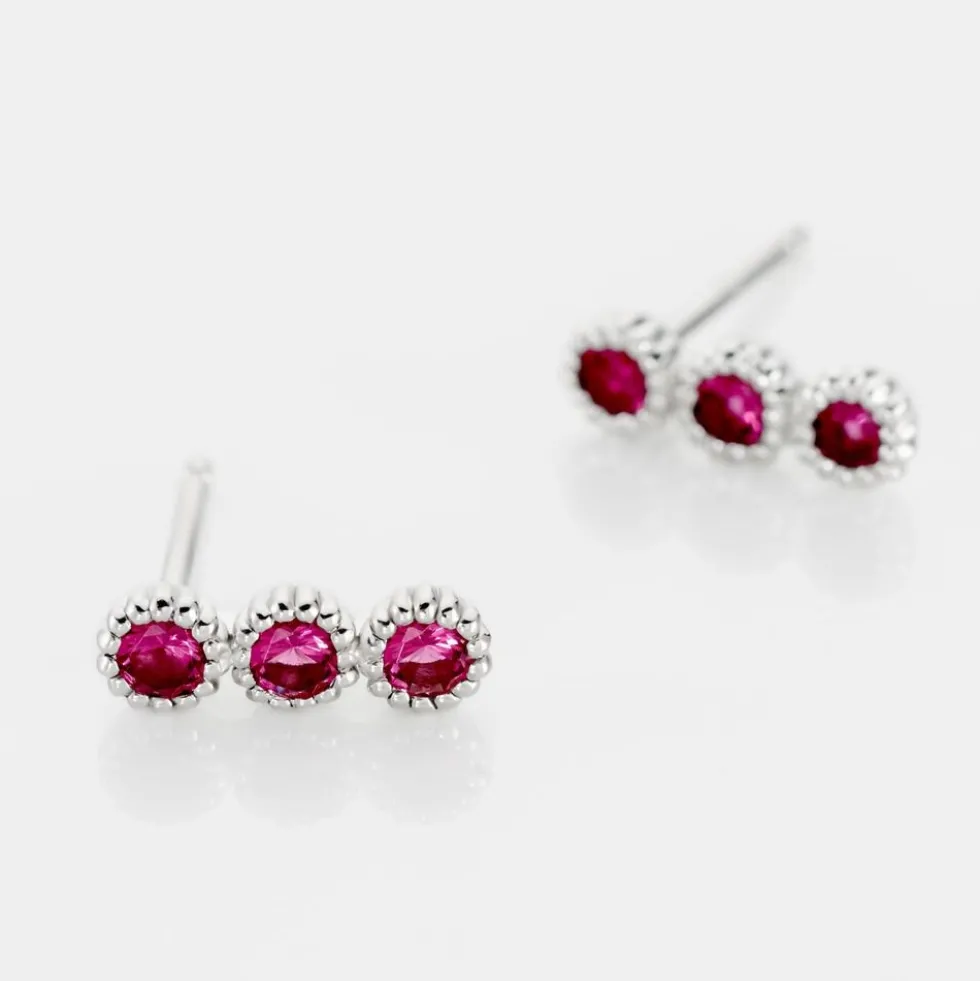Boucles D'oreilles Puces Kasey Argent Blanc Oxyde De Zirconium