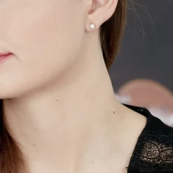 Boucles D'oreilles Puces Kate Or Blanc Diamant
