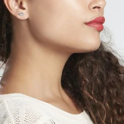 Boucles D'oreilles Puces Keily Argent Blanc