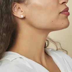 Boucles D'oreilles Puces Kesya Or Jaune Perle De Culture