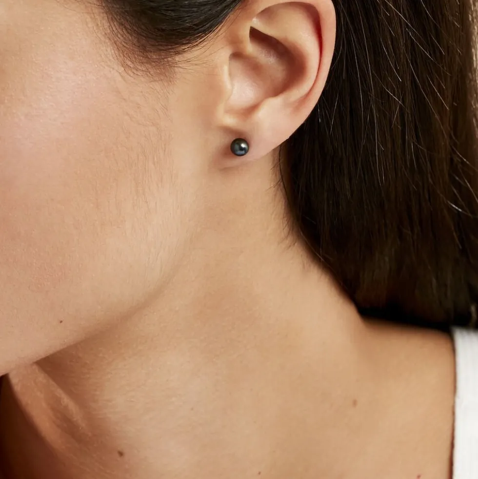 Boucles D'oreilles Puces Kesya Or Jaune Perle De Culture