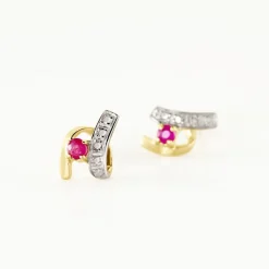 Boucles D'oreilles Puces Kirsten Or Jaune Rubis Et Diamant