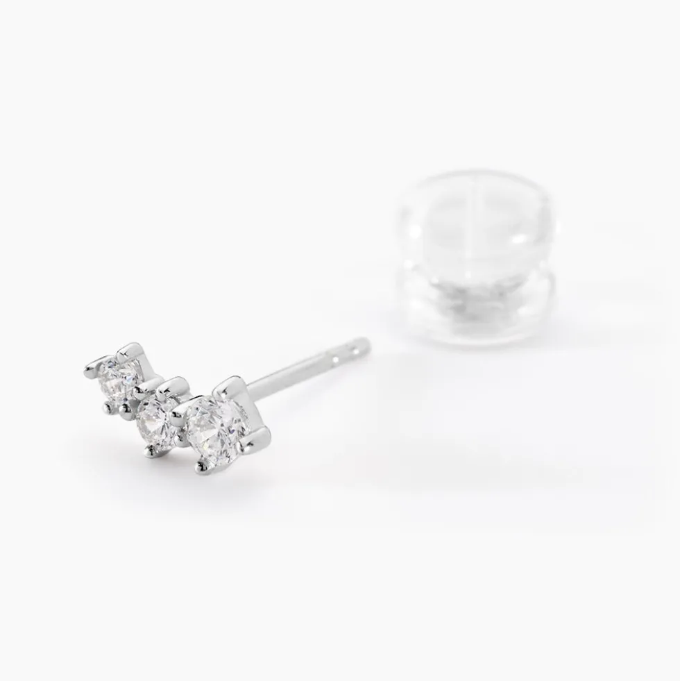 Boucles D'oreilles Puces Kyoto Or Blanc Oxyde De Zirconium