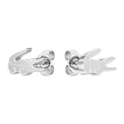 Boucles D'oreilles Puces Lacoste Crocodile Acier Blanc
