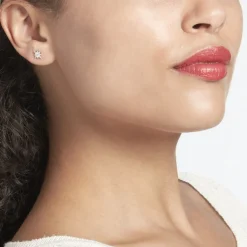 Boucles D'oreilles Puces Layana Argent Blanc Oxyde De Zirconium