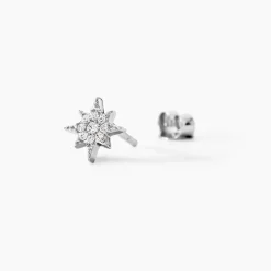 Boucles D'oreilles Puces Layana Argent Blanc Oxyde De Zirconium