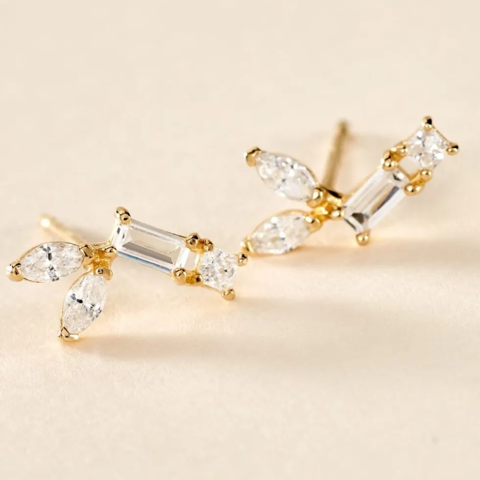 Boucles D'oreilles Puces Lizaveta Or Jaune Oxyde De Zirconium