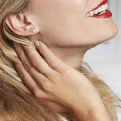 Boucles D'oreilles Puces Lola-rose Argent Blanc Oxyde De Zirconium