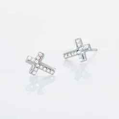 Boucles D'oreilles Puces Lola-rose Argent Blanc Oxyde De Zirconium