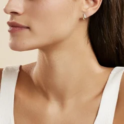 Boucles D'oreilles Puces Loubra Or Jaune Emeraude