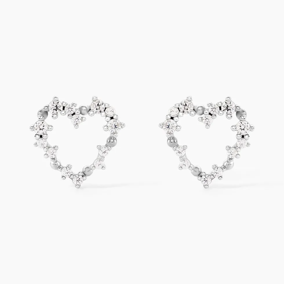 Boucles D'Oreilles Puces Lovella Argent Blanc Oxyde De Zirconium