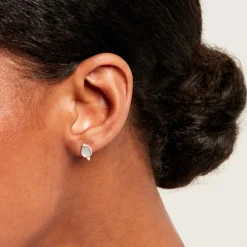 Boucles D'Oreilles Puces Luminea Or Jaune Nacre Oxyde De Zirconium