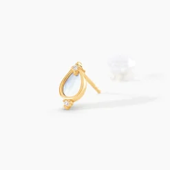 Boucles D'Oreilles Puces Luminea Or Jaune Nacre Oxyde De Zirconium