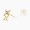 Boucles D'oreilles Puces Lumiere Or Jaune Oxyde De Zirconium